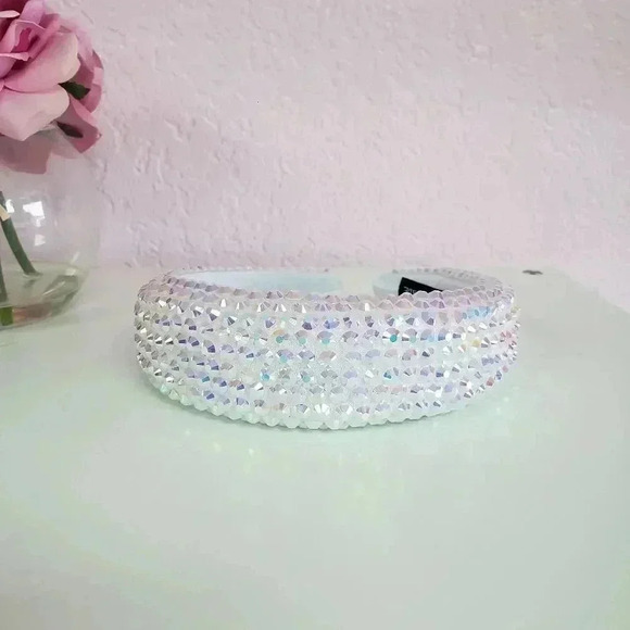 Accessories - Handmade White Headband with AB Crystals